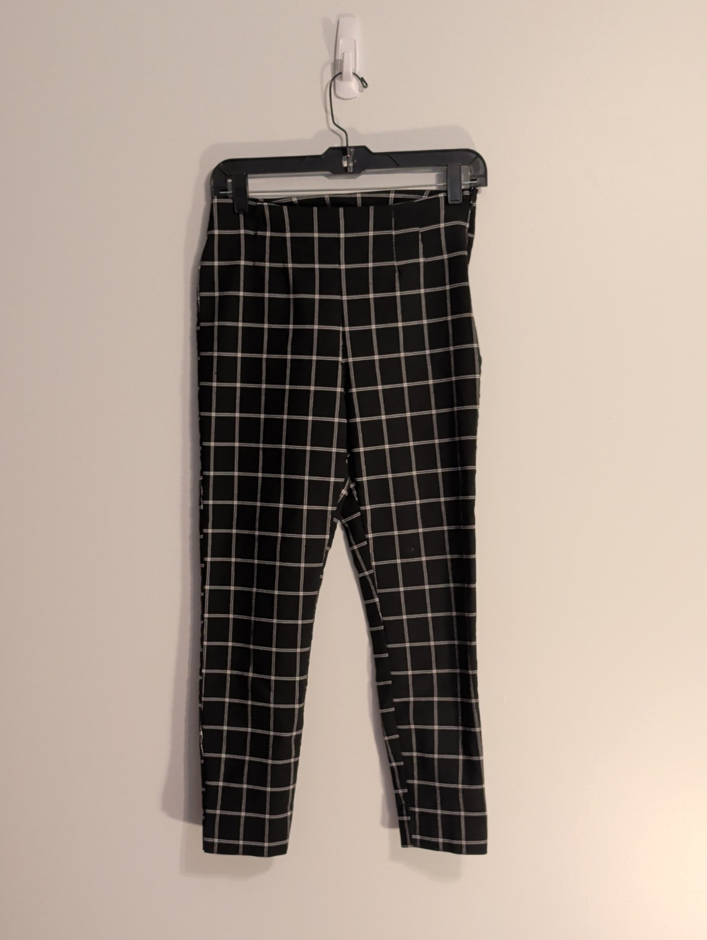 Black Windowpane Skinny Pants